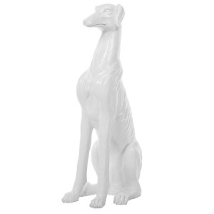 Figura dekoracyjna podłogowa pies biała GREYHOUND
