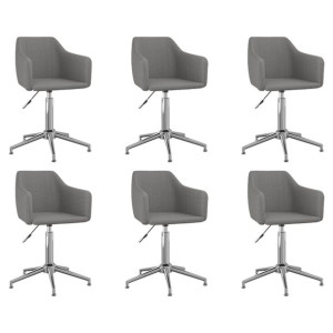 Obrotowe krzesła stołowe, 6 szt., jasnoszare, obite tkaniną