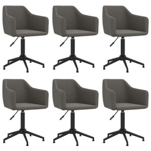 Obrotowe krzesła stołowe, 6 szt., ciemnoszare, obite aksamitem