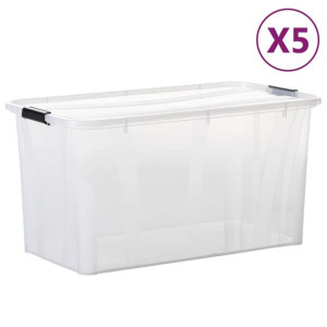 Pudełka z pokrywami, 5 szt., przezroczyste, 80 L