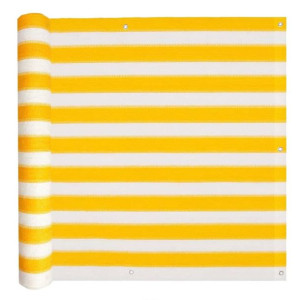 Parawan balkonowy, HDPE, 90x400 cm, żółto-biały