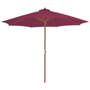 Parasol ogrodowy na drewnianym słupku, 300 cm, bordowy