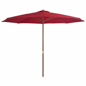 Parasol ogrodowy na drewnianym słupku, 350 cm, burgundowy