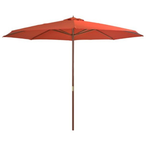 Parasol ogrodowy na drewnianym słupku, 350 cm, terakota