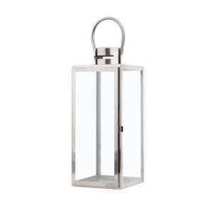 Lampion stalowy 45 cm srebrny CYPRUS