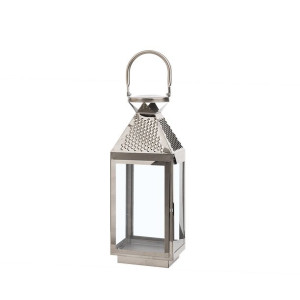 Lampion stalowy 40 cm srebrny BALI