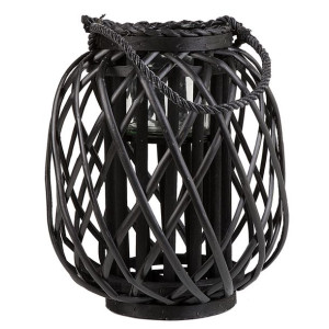 Lampion drewniany 30 cm czarny MAURITIUS