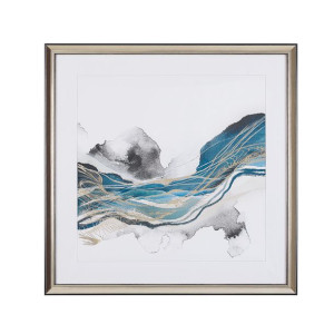 Obraz w ramie abstrakcja 60 x 60 cm niebiesko-szar