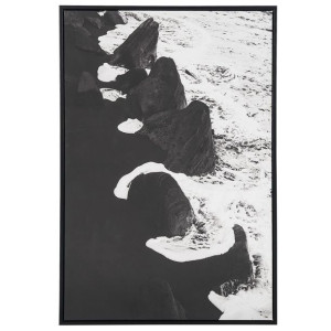 Obraz na płótnie w ramie morze 63 x 93 cm czarno-b