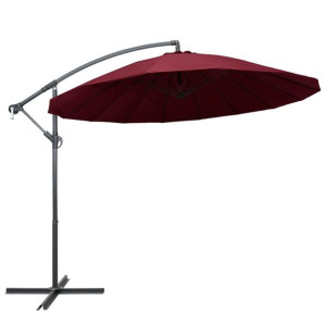 Wiszący parasol ogrodowy, burgund, 3 m, słupek aluminiowy