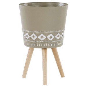 Doniczka na stojaku 41 x 41 x 63 cm beżowoszara AR