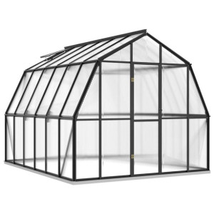 Szklarnia z ramą podstawy, antracytowa, 9,98 m², aluminiowa