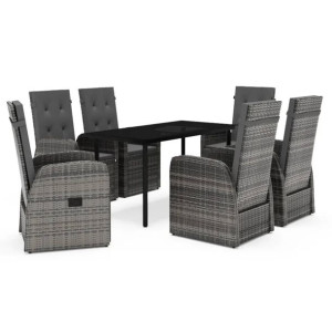 7-częściowy zestaw mebli ogrodowych z poduszkami, szary