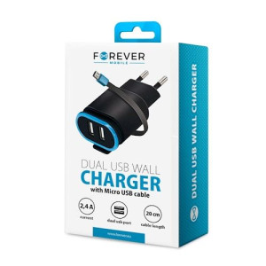 Ładowarka sieciowa Forever TC-02 2xUSB 2.4A z kabl