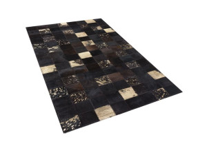 Dywan patchwork skórzany 140 x 200 cm brązowy BAND