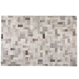 Dywan skórzany 140 x 200 cm szaro-beżowy KORFEZ