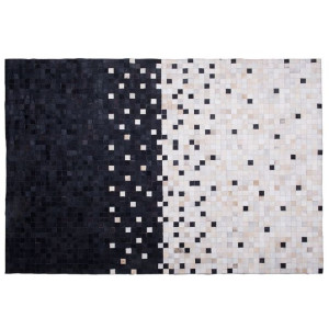Dywan patchwork skórzany 140 x 200 cm czarno-beżow
