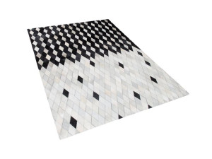 Dywan patchwork skórzany 140 x 200 cm czarno-biały