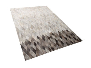 Dywan patchwork skórzany 140 x 200 cm biało-szary