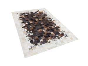 Dywan patchwork skórzany 140 x 200 cm brązowo-beżo