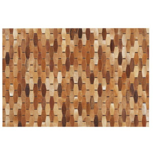Dywan patchwork skórzany 140 x 200 cm brązowy DIGO