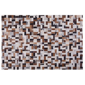 Dywan patchwork skórzany 160 x 230 cm brązowo-beżo