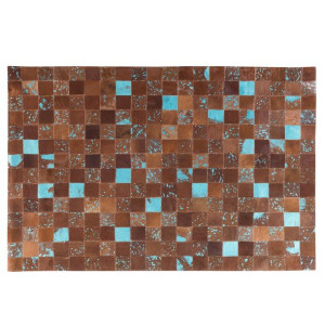 Dywan patchwork skórzany 160 x 230 cm brązowy ALIA