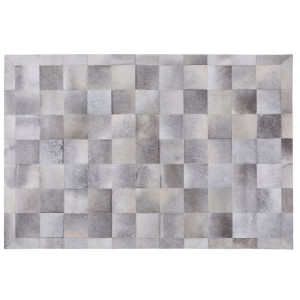 Dywan patchwork skórzany 160 x 230 cm szary ALACAM