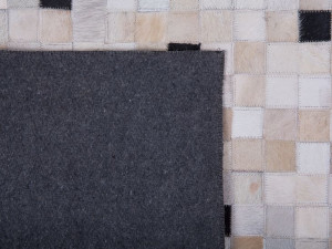 Dywan patchwork skórzany 160 x 230 cm czarno-beżow