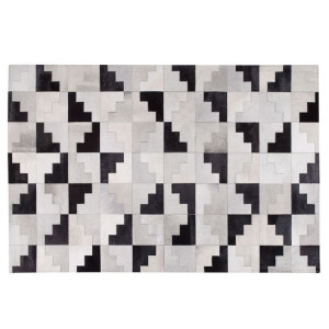 Dywan patchwork skórzany 160 x 230 cm czarno-szary