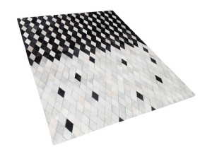Dywan patchwork skórzany 160 x 230 cm czarno-biały