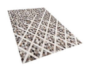 Dywan patchwork skórzany 160 x 230 cm szaro-brązow
