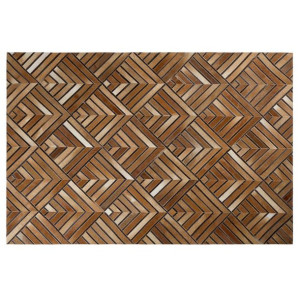 Dywan patchwork skórzany 160 x 230 cm brązowy TEKI
