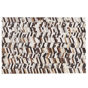 Dywan patchwork skórzany 160 x 230 cm brązowo-biał