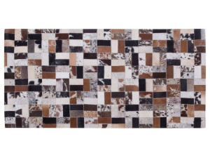 Dywan patchwork skórzany 80 x 150 cm brązowo-beżow