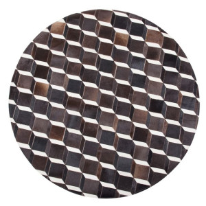 Dywan patchwork okrągły skórzany ⌀ 140 cm brązowy