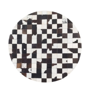 Dywan patchwork okrągły skórzany ⌀ 140 cm czarno-b