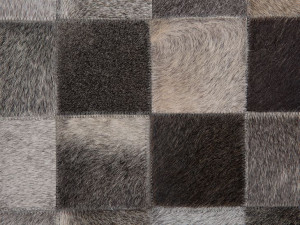Dywan patchwork okrągły skórzany ⌀ 140 cm szary BE