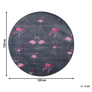 Dywan okrągły we flamingi ⌀ 120 cm szary KERTE