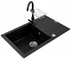 Zlewozmywak Pyramis Keros Karbon + Bateria Lungo