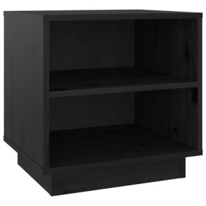 Szafka nocna, czarna, 40x34x40 cm, lite drewno sosnowe