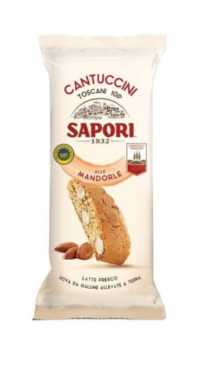 SAPORI Cantuccini z migdałami Igp, ciasteczka pojedynczo pakowane (100x9g)