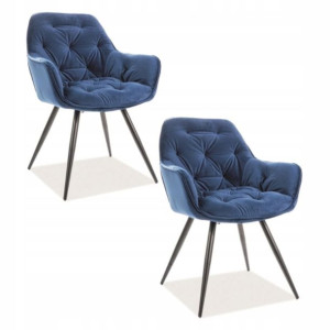 Krzesło Cherry Velvet Granatowe Welur Pikowane x 2