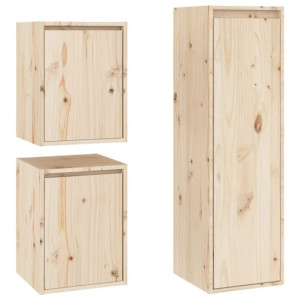 Szafki pod TV, 3 szt., lite drewno sosnowe