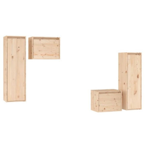 Szafki pod TV, 4 szt., lite drewno sosnowe