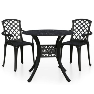 3-cz. zestaw mebli bistro ze stopu aluminium, czarny