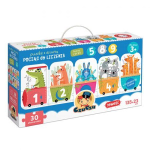 Puzzle z dziurką 30 el. Pociąg do liczenia Bright