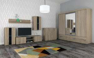 Zestaw Mebli Ii Meblościanka + Szafa 250 + Komoda Led