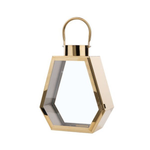 Lampion stalowy 35 cm mosiężny CORSICA