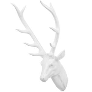 Figurka ścienna głowa jelenia biała DEER HEAD